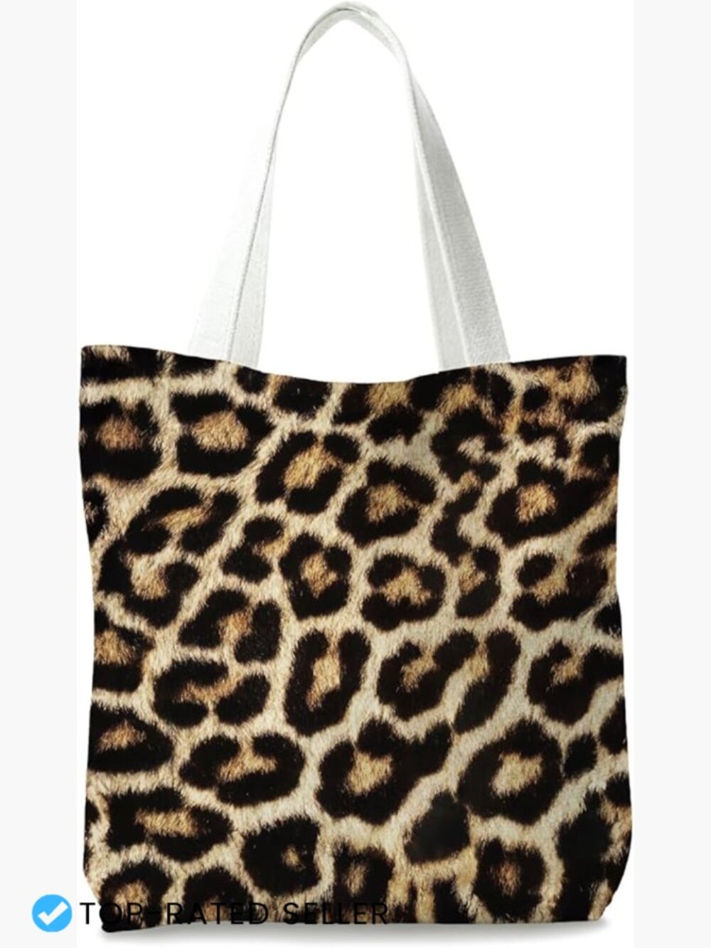 Leopard Print Tote Bag Reusable Shopping Canvas Large Capacity Shoulder Bag